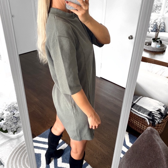 🍃 ZARA SAGE BASIC STITCHED BAGGY DRESS! - Picture 4 of 12